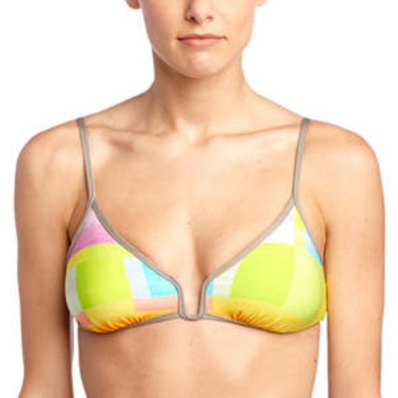 NWT Trina Turk Crystal Cove Triangle Bikini Top in Yellow/Green [SZ 2‎ ] - Picture 3 of 8